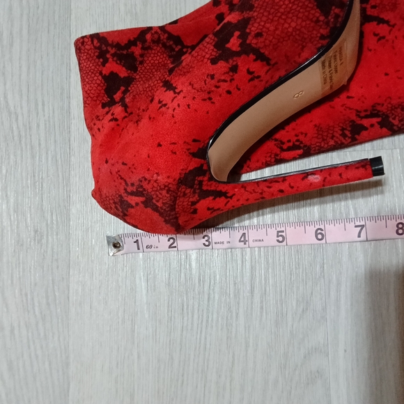Fashion Nova Red Snake Print Over the Knee Boots - Picture 2 of 8